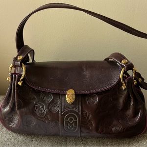 Marino Orlando a Handcrafted Italian Leather Deep Purple Swirl Embossed Bag